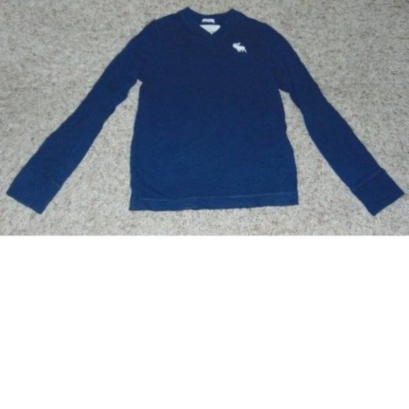Boys Shirt Abercrombie Large Blue Long Sleeve V-Neck Tee Casual Supersoft - Picture 1 of 3